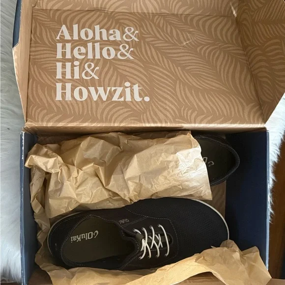 Olukai Men's Nohea Moku Black No Tie Boat Shoes - Picture 6 of 6